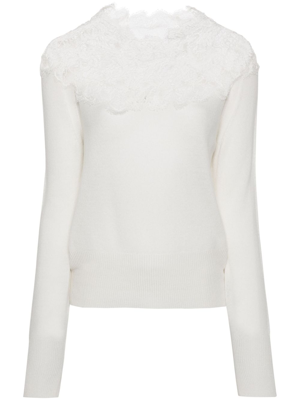 Ermanno Scervino 蕾丝细节毛衣 - 白色