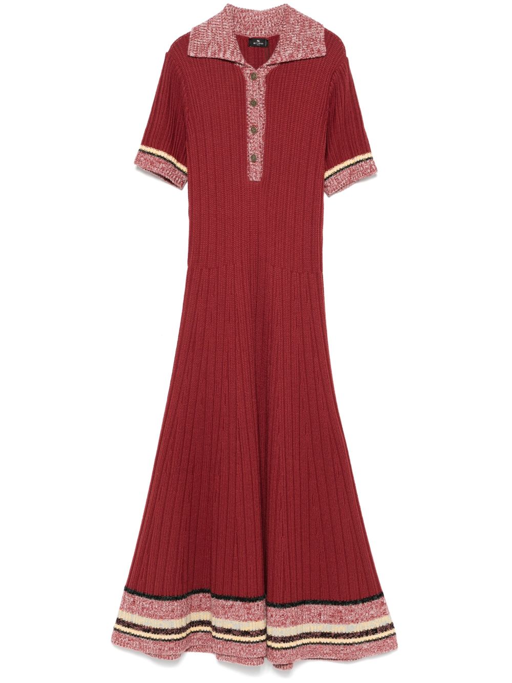 ETRO 罗纹针织中长连衣裙 - 红色