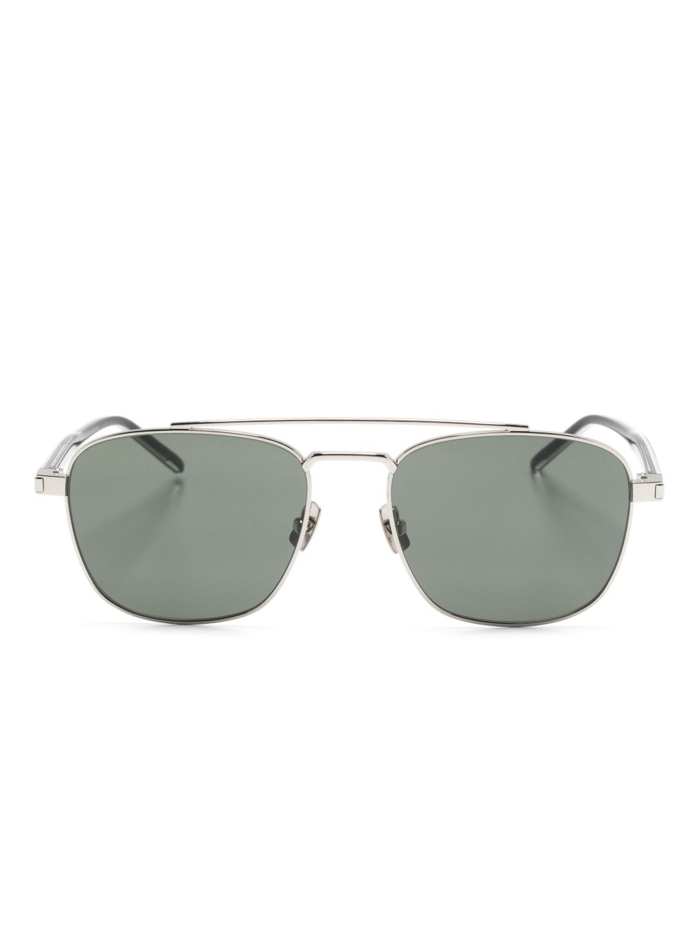 Saint Laurent Eyewear 飞行员镜框太阳眼镜 - 银色