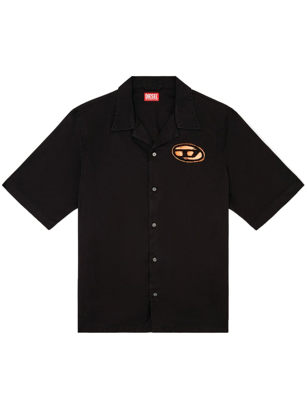 Diesel logo刺绣棉衬衫 - 黑色