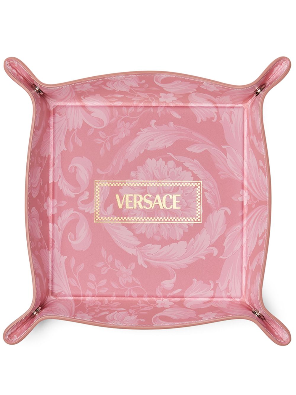 Versace logo印花皮质托盘 - 粉色