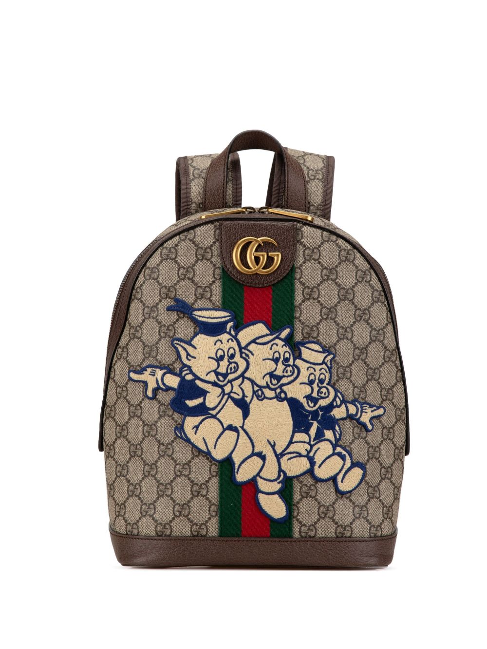 Gucci Pre-Owned GG Supreme Ophidia Three Little Pigs 双肩包（2000-2015年典藏款） - 褐色