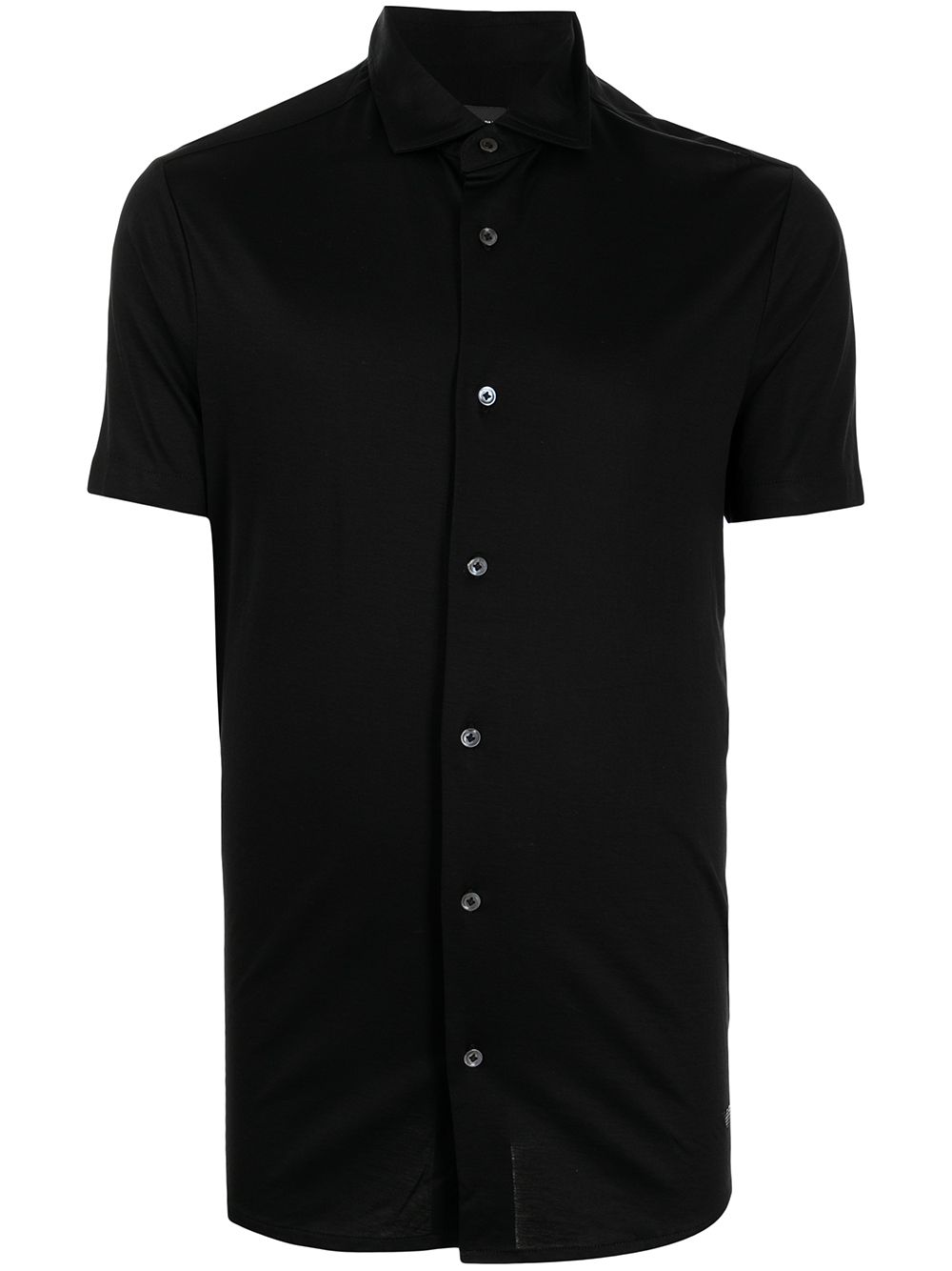 Emporio Armani logo标牌短袖衬衫 - 黑色