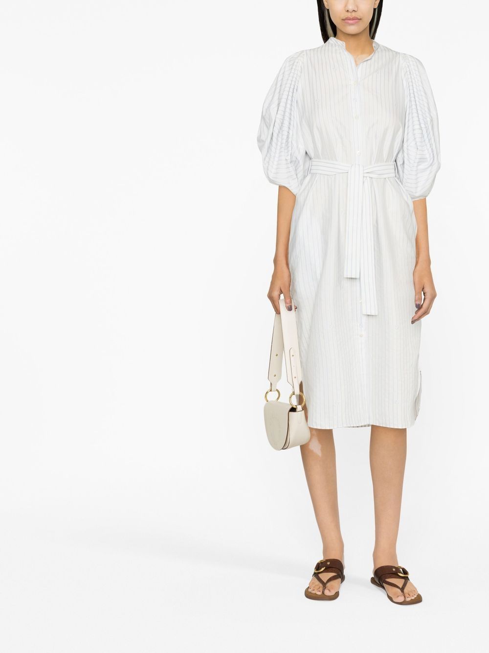 Stella McCartney 泡泡袖束腰衬衫裙 - 白色