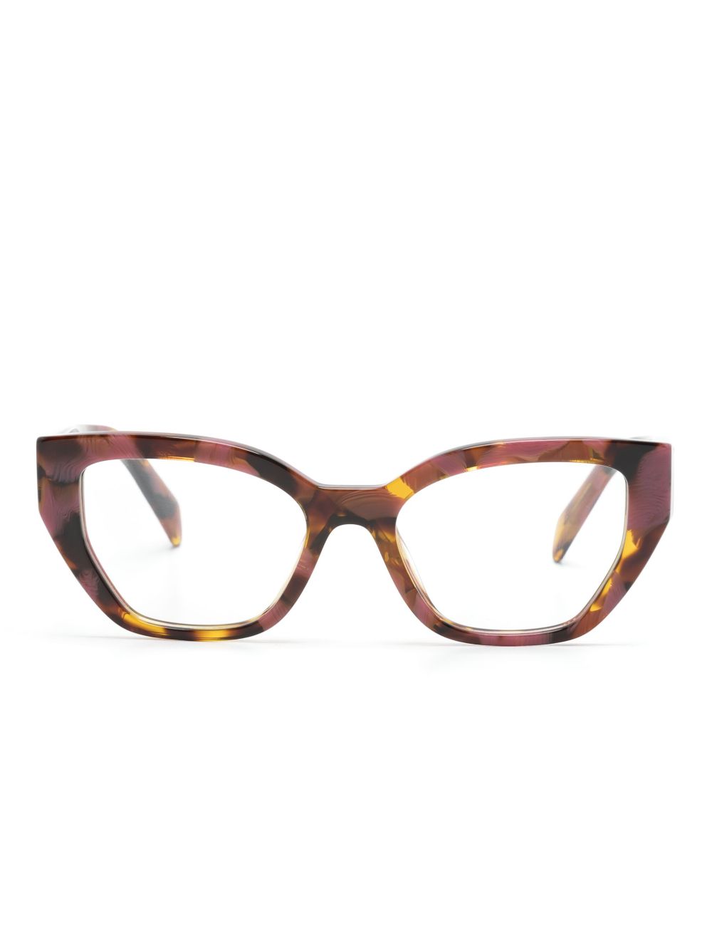 Prada Eyewear 玳瑁纹猫眼框眼镜 - 粉色