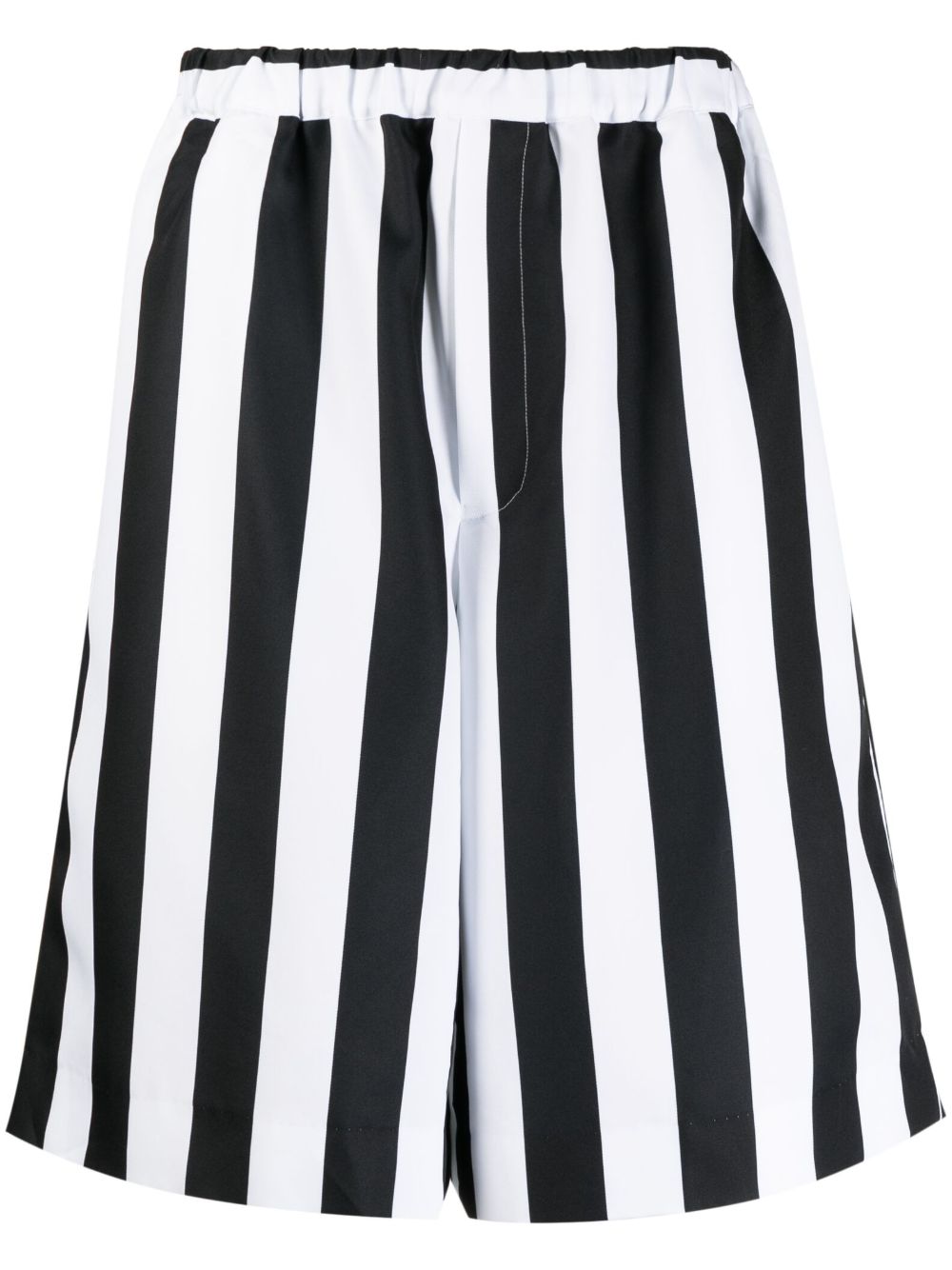 Black Comme Des Garçons 条纹印花及膝短裤 - 黑色