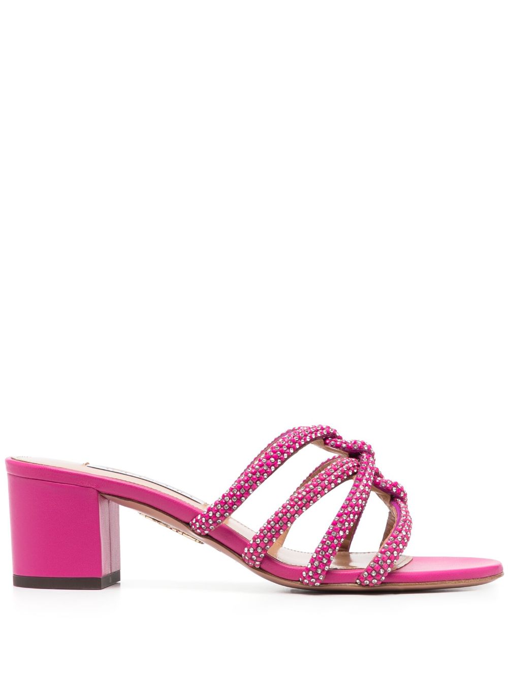 Aquazzura 晶饰皮质穆勒鞋 - 粉色