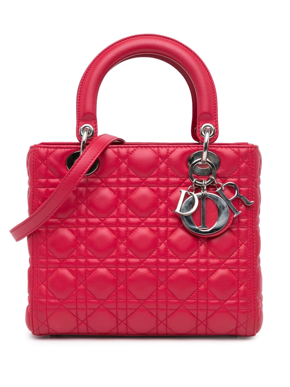 Christian Dior Pre-Owned Cannage Lady Dior 中号小羊皮斜挎包（2013年典藏款） - 红色