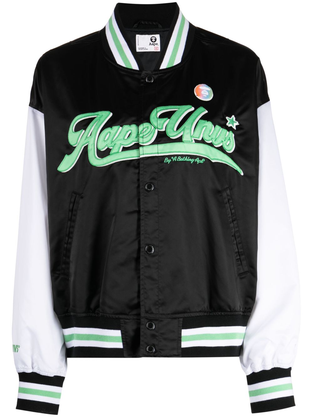 AAPE BY *A BATHING APE® logo 贴花拼色飞行员夹克 - 黑色