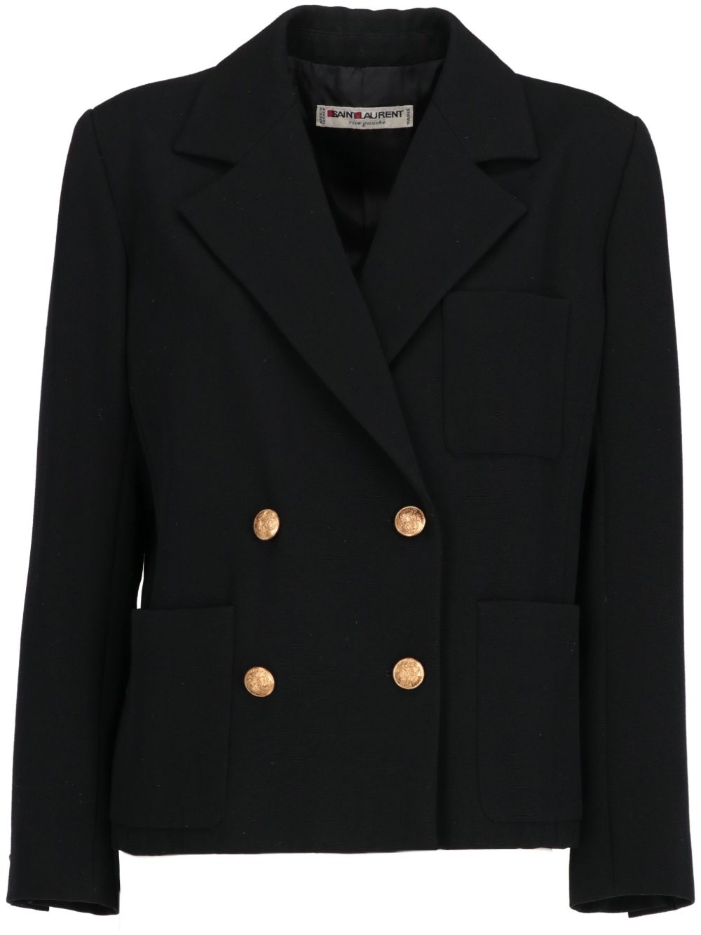 Saint Laurent Pre-Owned 双排扣羊毛夹克（1990年典藏款） - 黑色