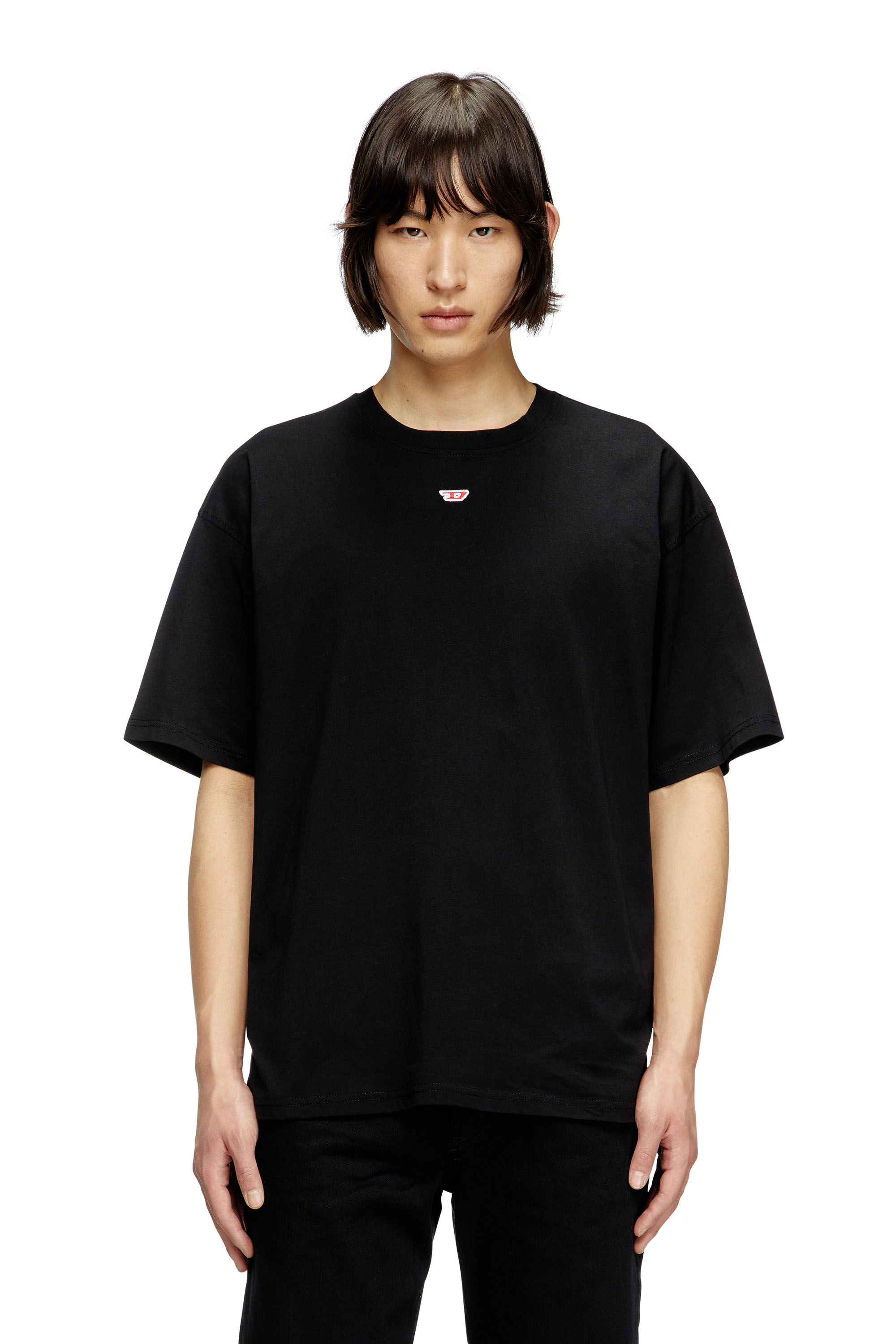 Diesel - T-shirt with embroidered D patch - T-Shirts - Unisex - Black