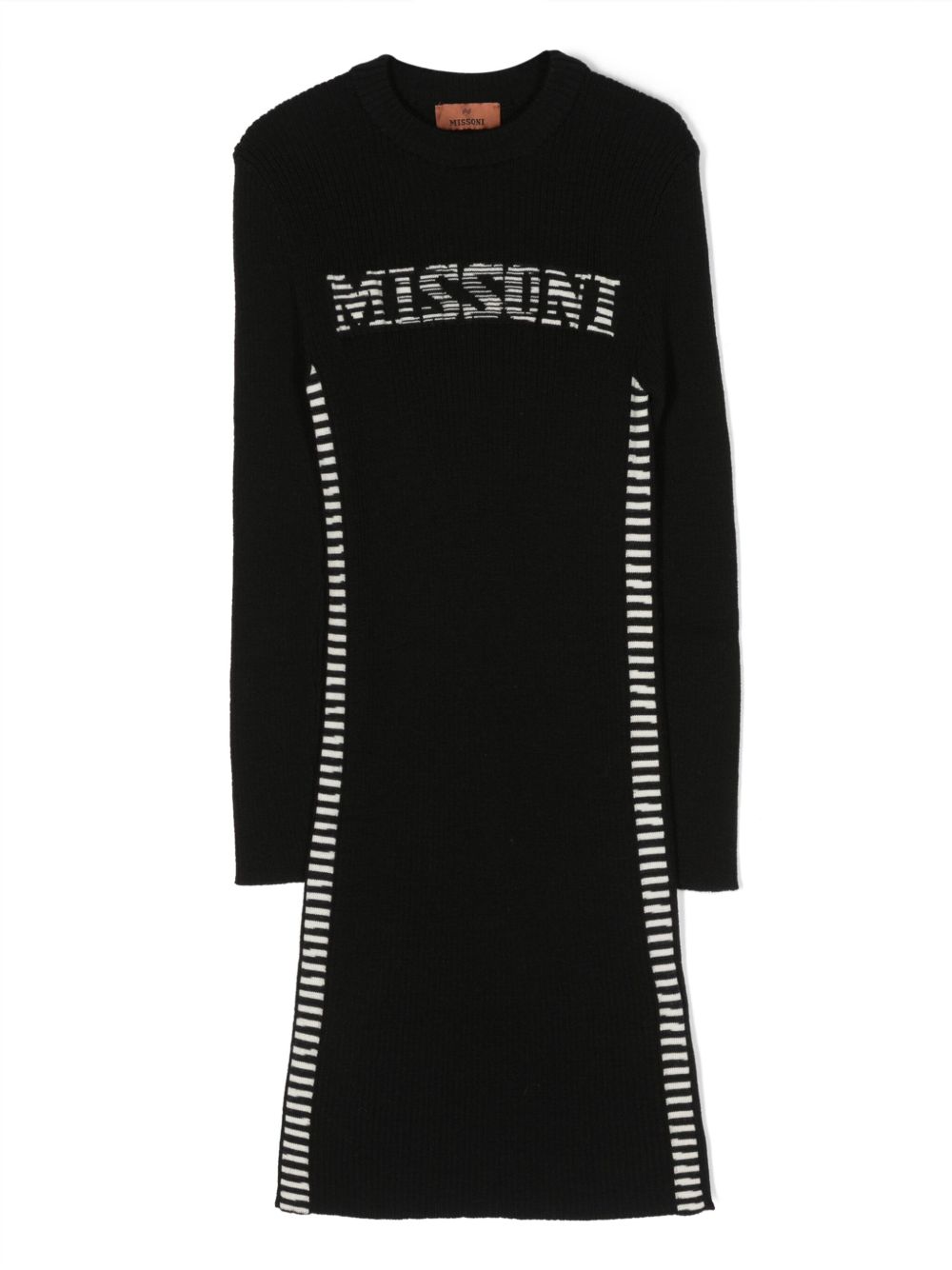 Missoni Kids logo嵌花罗纹针织连衣裙 - 黑色