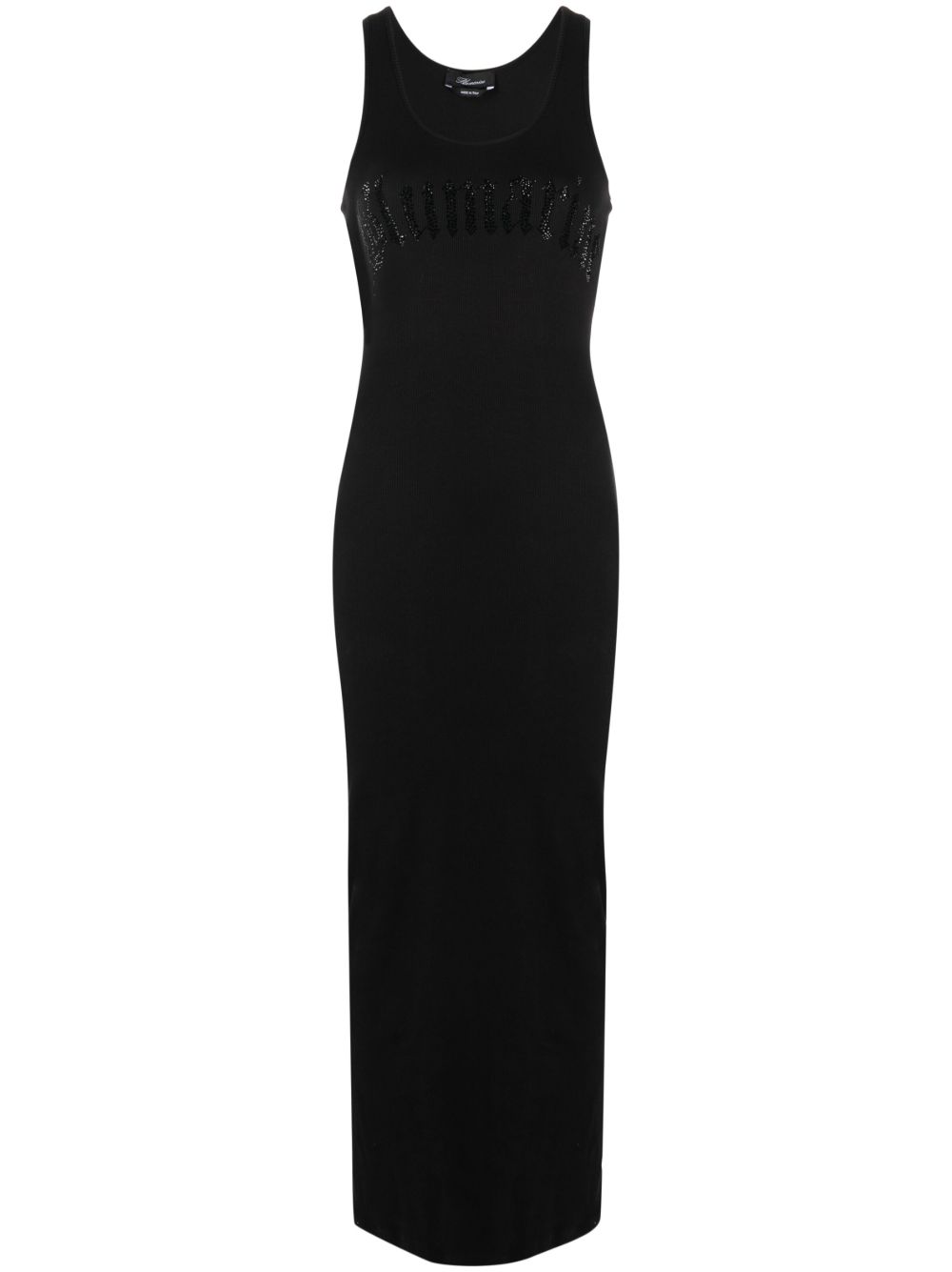 Blumarine logo印花超长连衣裙 - 黑色