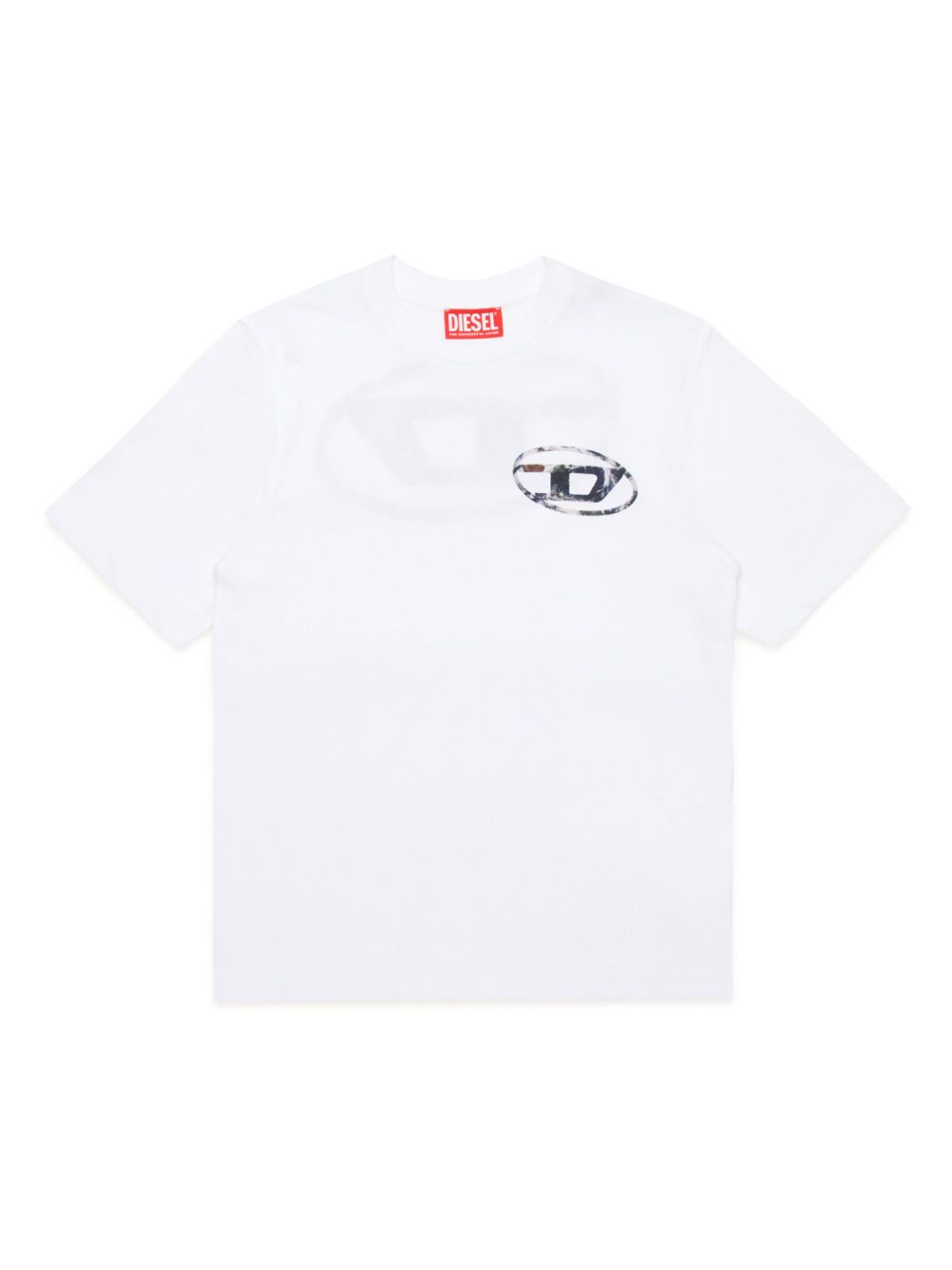 Diesel Kids Oval D 印花棉T恤 - 白色