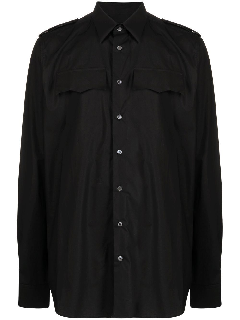 Raf Simons 排扣棉衬衫 - 黑色