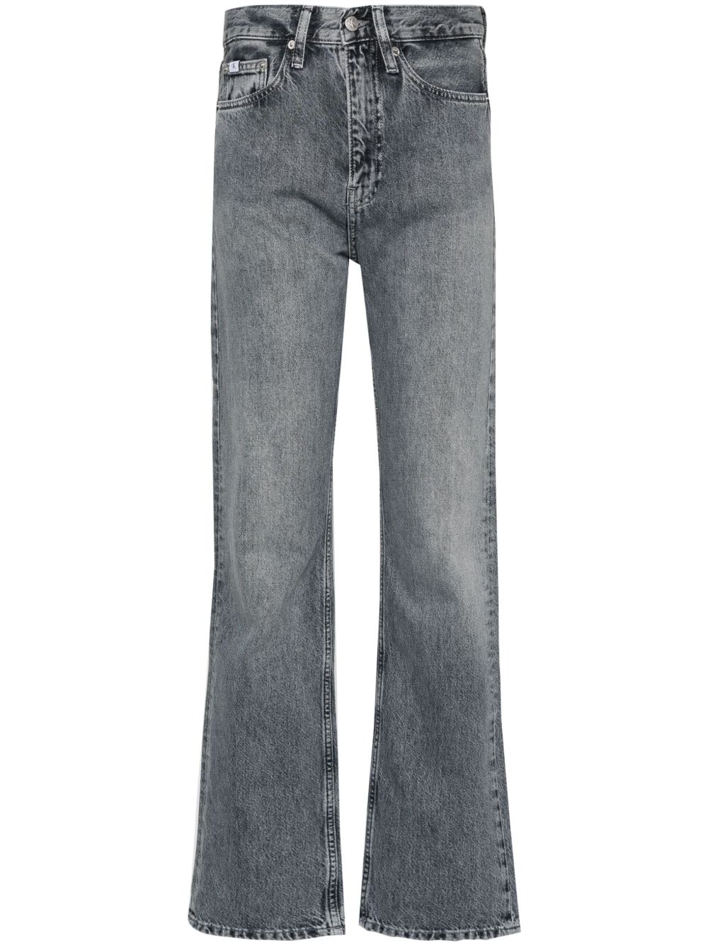 Calvin Klein Jeans 高腰直筒牛仔裤 - 灰色