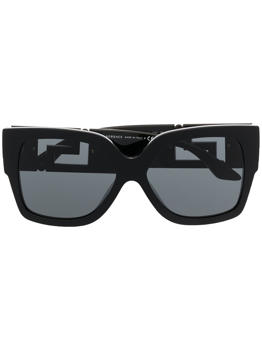 Versace Eyewear Greca 超大框太阳眼镜 - 黑色
