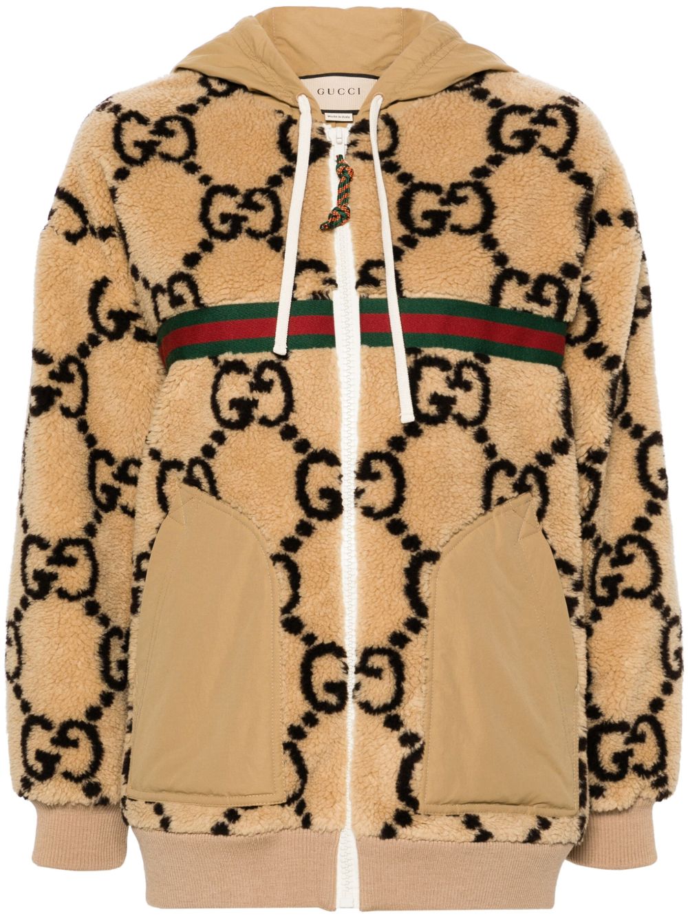 Gucci Maxi GG 图案抓绒夹克 - 中性色