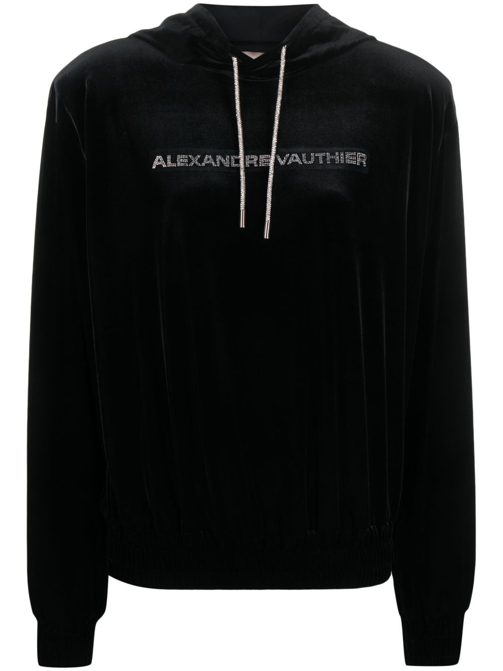 Alexandre Vauthier logo 贴花丝绒连帽衫 - 黑色