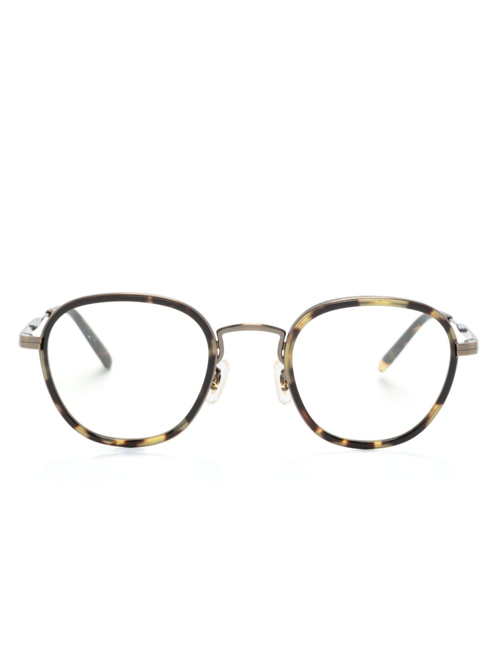 Oliver Peoples 玳瑁纹效果圆框眼镜 - 金色
