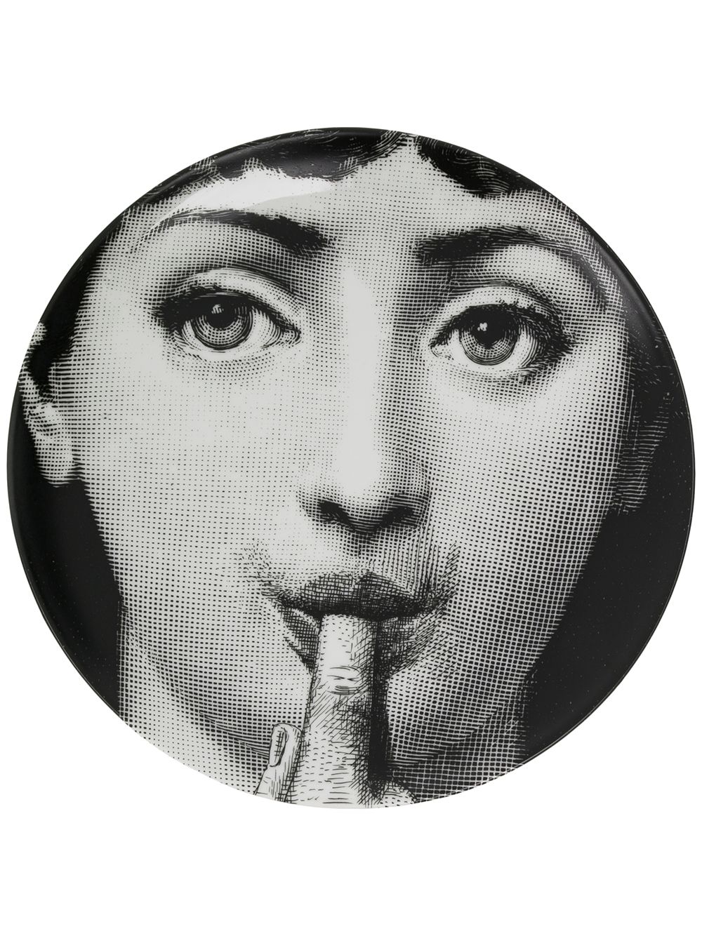 Fornasetti 脸孔印花陶瓷盘 - 黑色