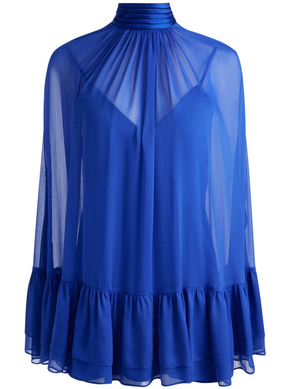 alice + olivia Zenon 系带领斗篷式迷你连衣裙 - 蓝色