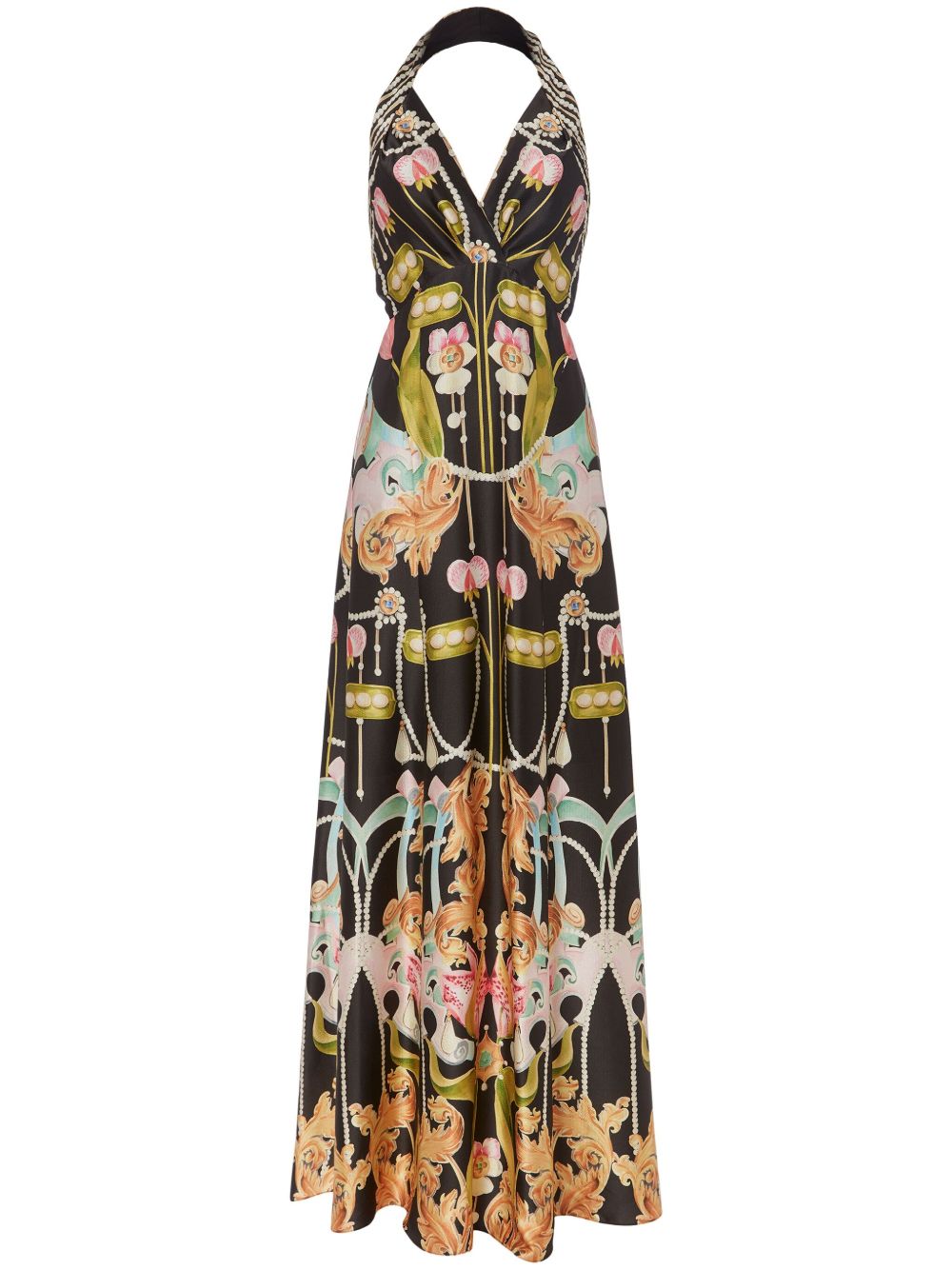 Temperley London 图案印花超长连衣裙 - 黑色