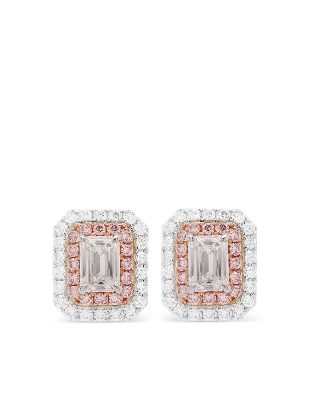 HYT Jewelry 18K白金钻石耳环 - 银色