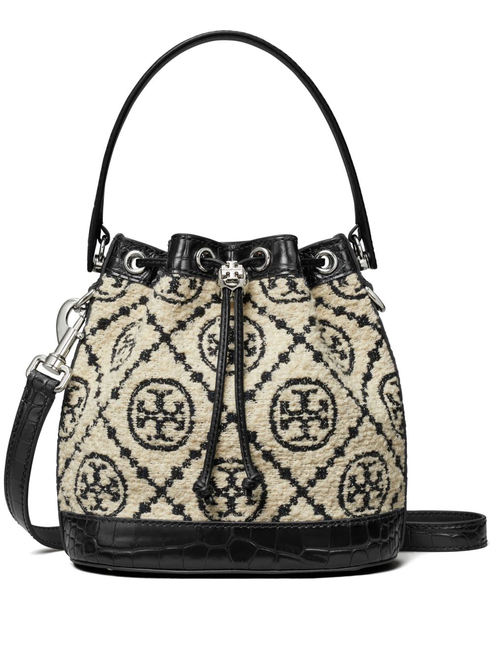 Tory Burch T Monogram bouclé bucket bag - 白色
