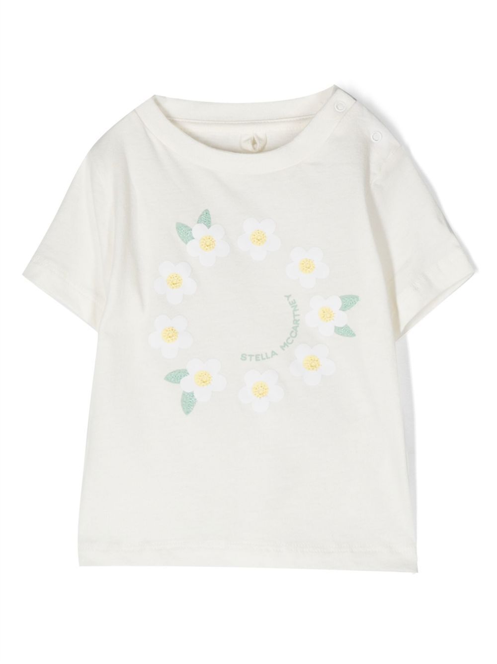 Stella McCartney Kids logo雏菊印花T恤 - 白色