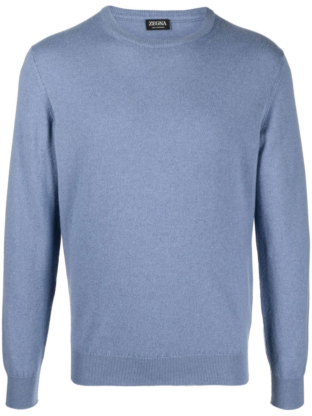 Zegna 罗纹针织圆领毛衣 - 蓝色