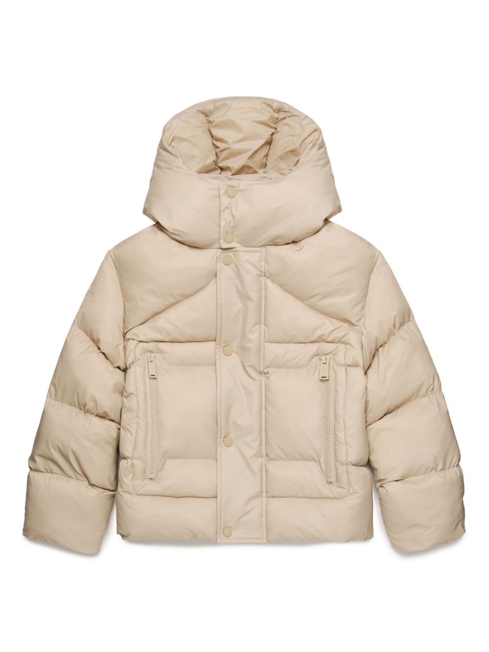 DSQUARED2 KIDS logo刺绣连帽蓬松夹克 - 中性色