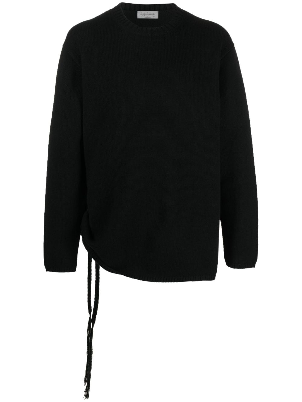 Yohji Yamamoto 麻花编织细节罗纹针织毛衣 - 黑色