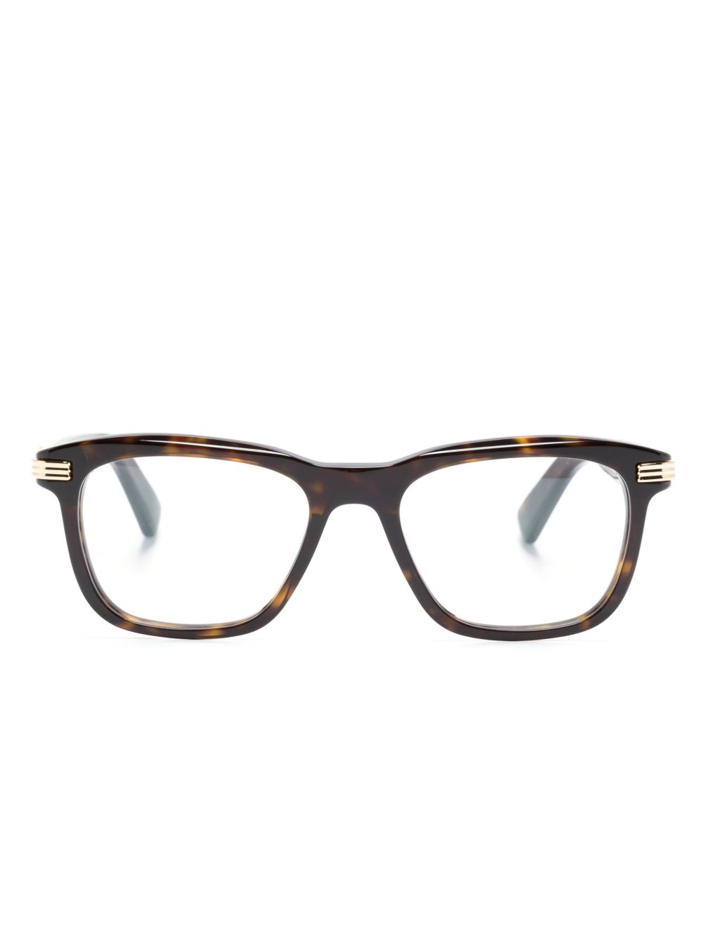 Cartier Eyewear 玳瑁纹长方框眼镜 - 褐色