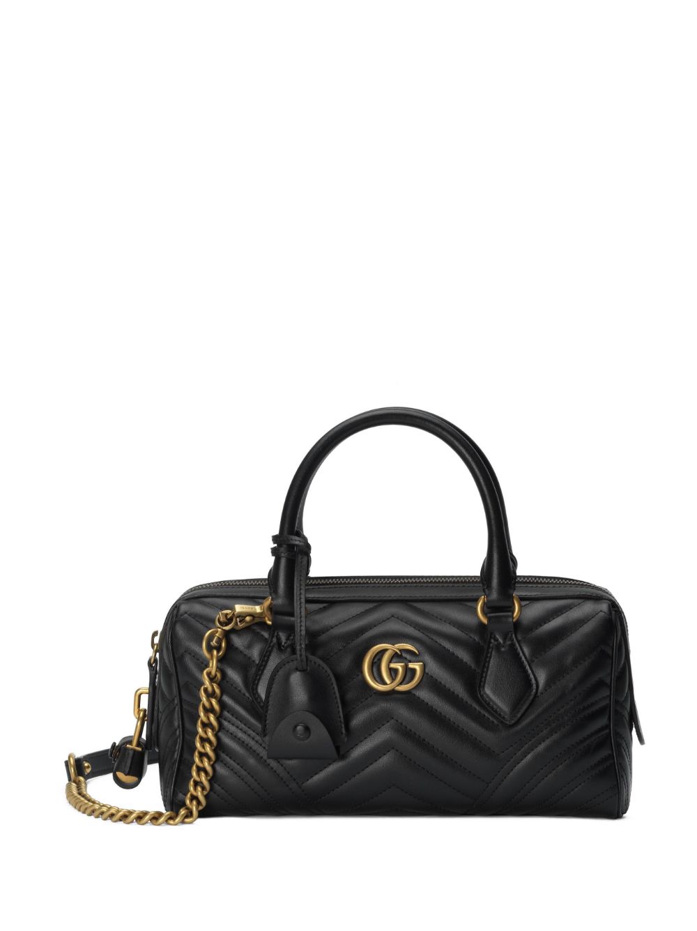Gucci GG Marmont 顶置手柄小号手提包 - 黑色