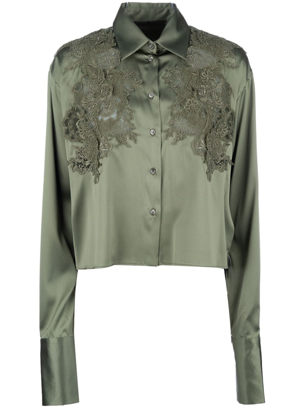 Ermanno Scervino 花卉蕾丝细节衬衫 - 绿色