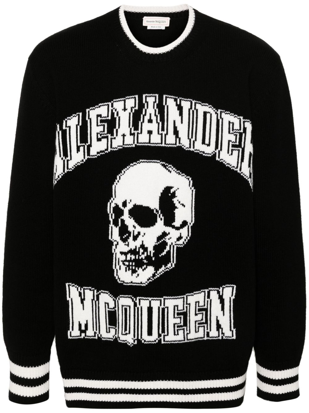 Alexander McQueen logo嵌花毛衣 - 黑色