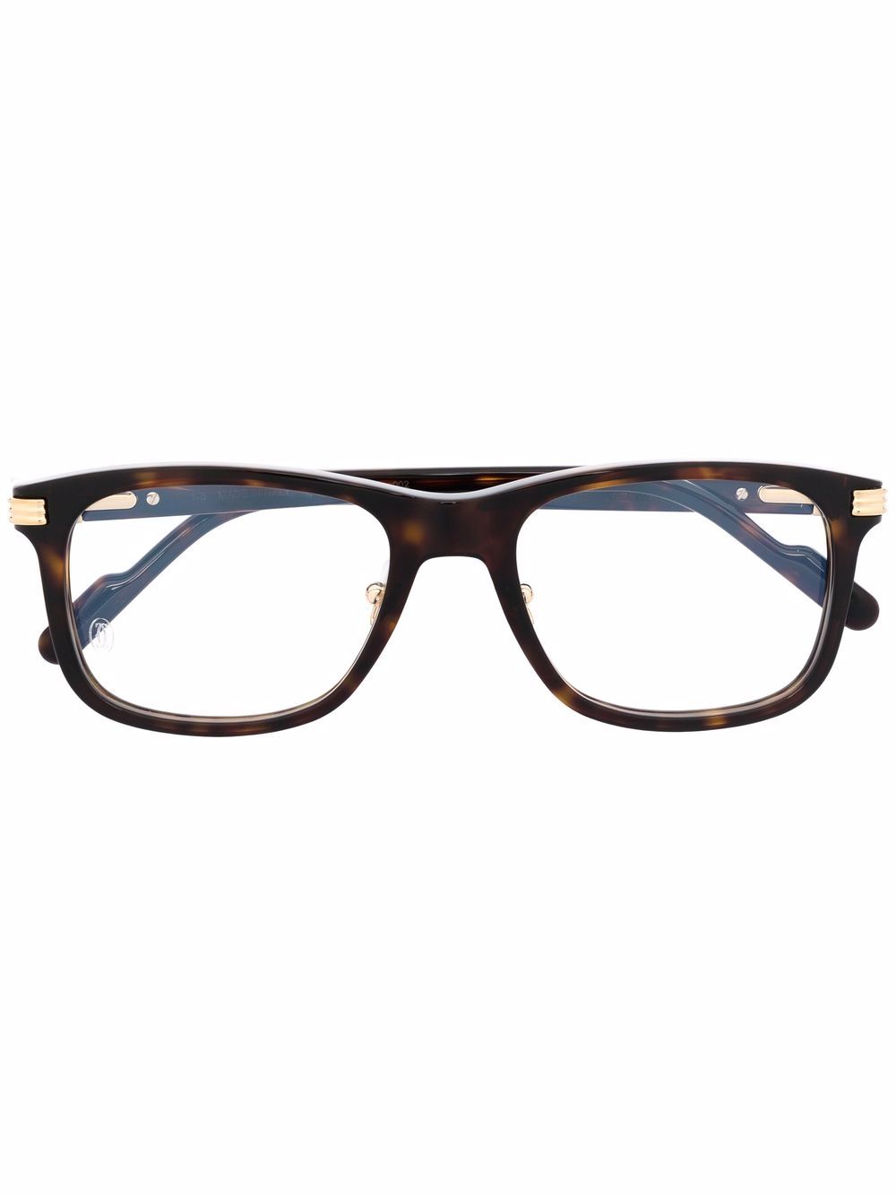 Cartier Eyewear 玳瑁纹方框眼镜 - 褐色