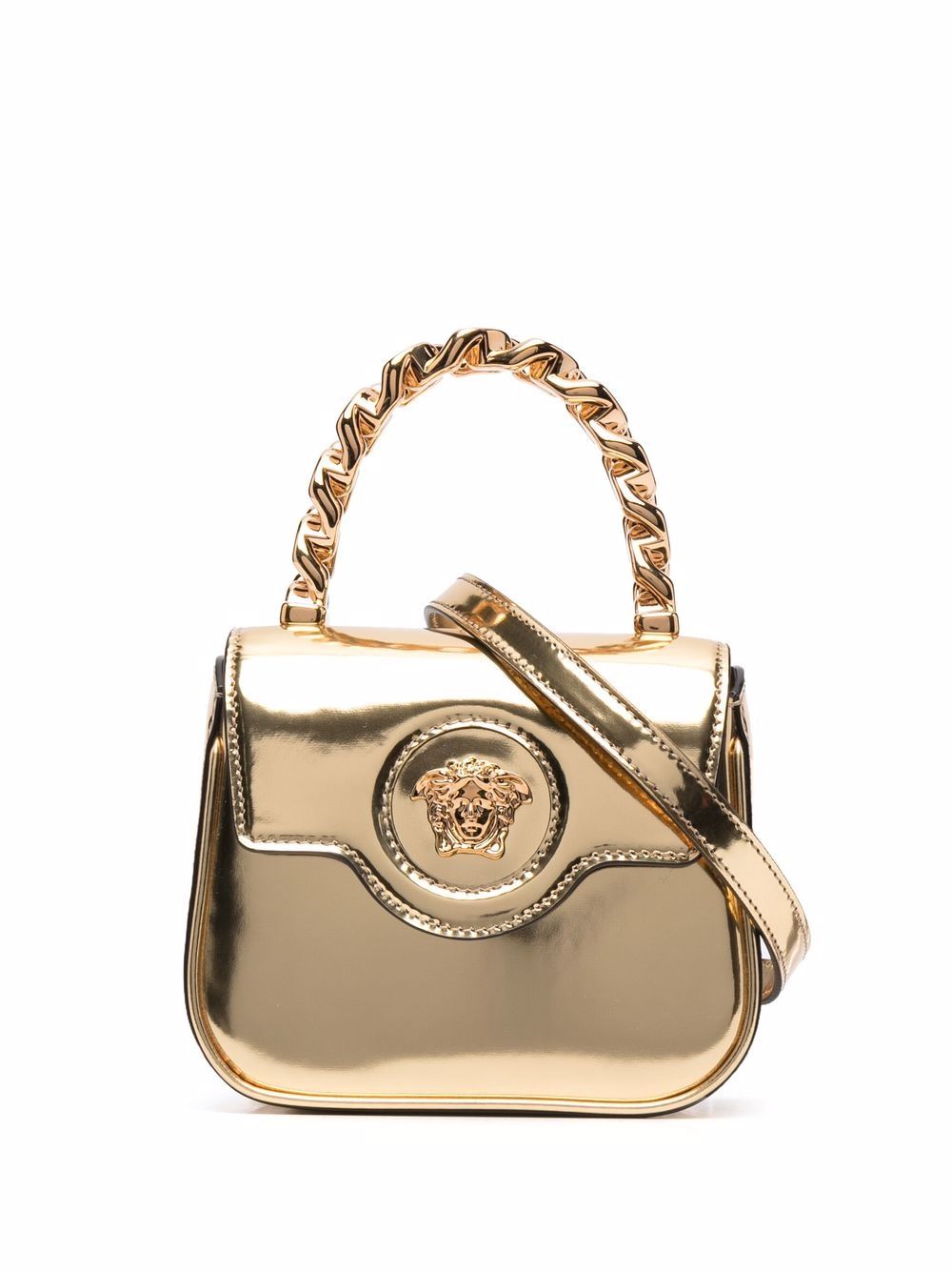 Versace La Medusa 漆皮迷你包 - 金色