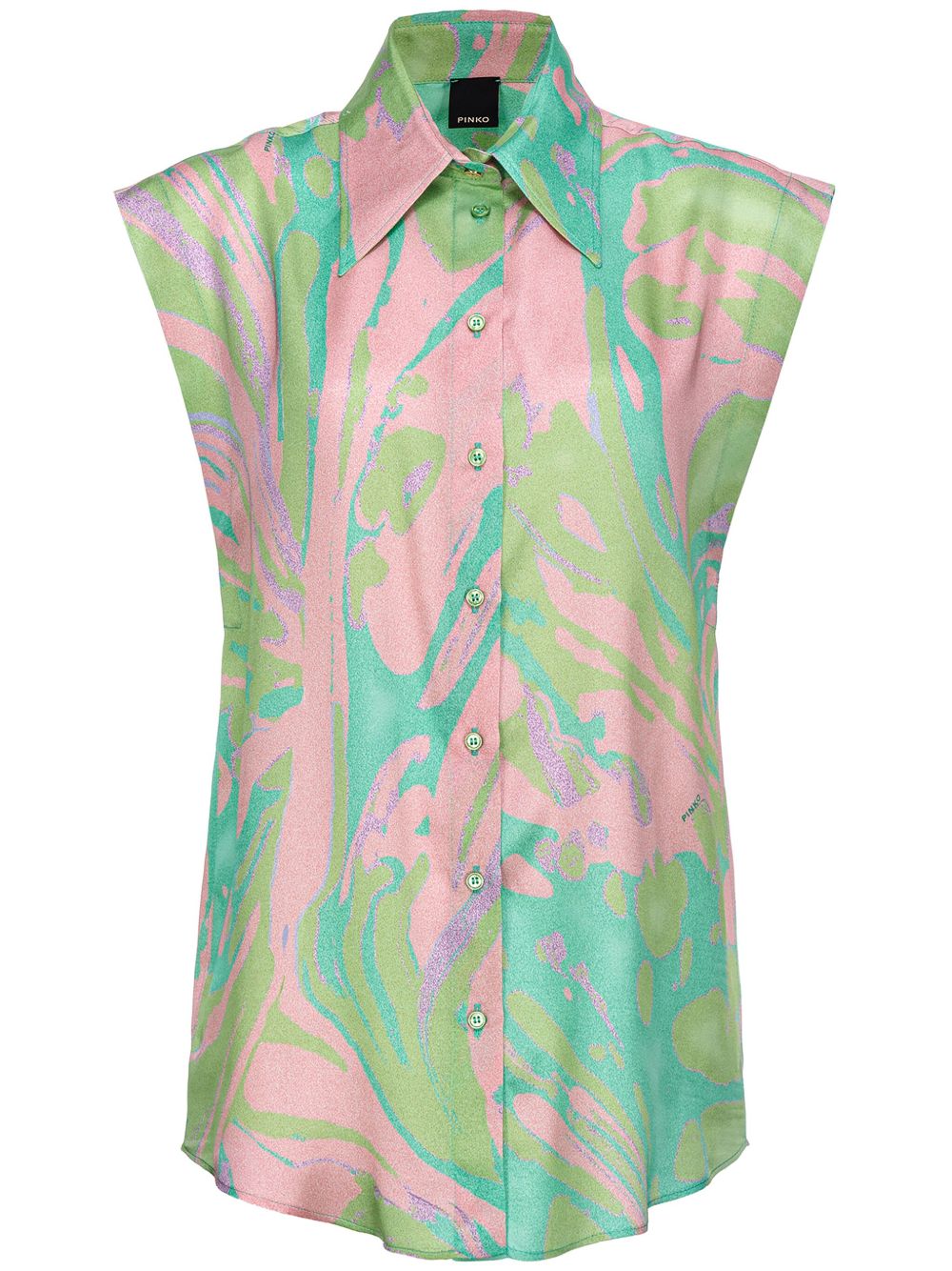 PINKO swirl-print sleeveless shirt - 绿色