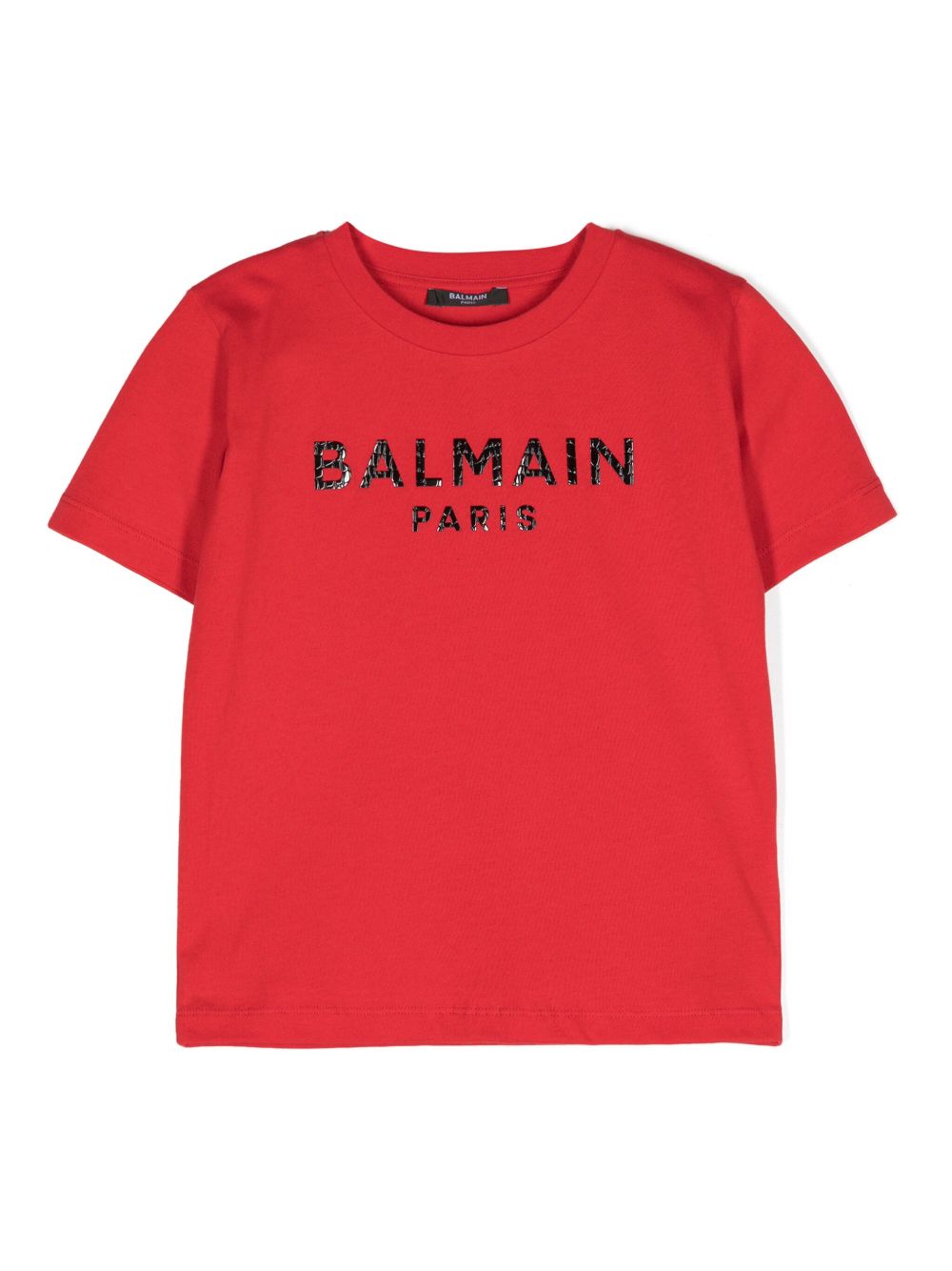Balmain Kids logo字母棉T恤 - 红色