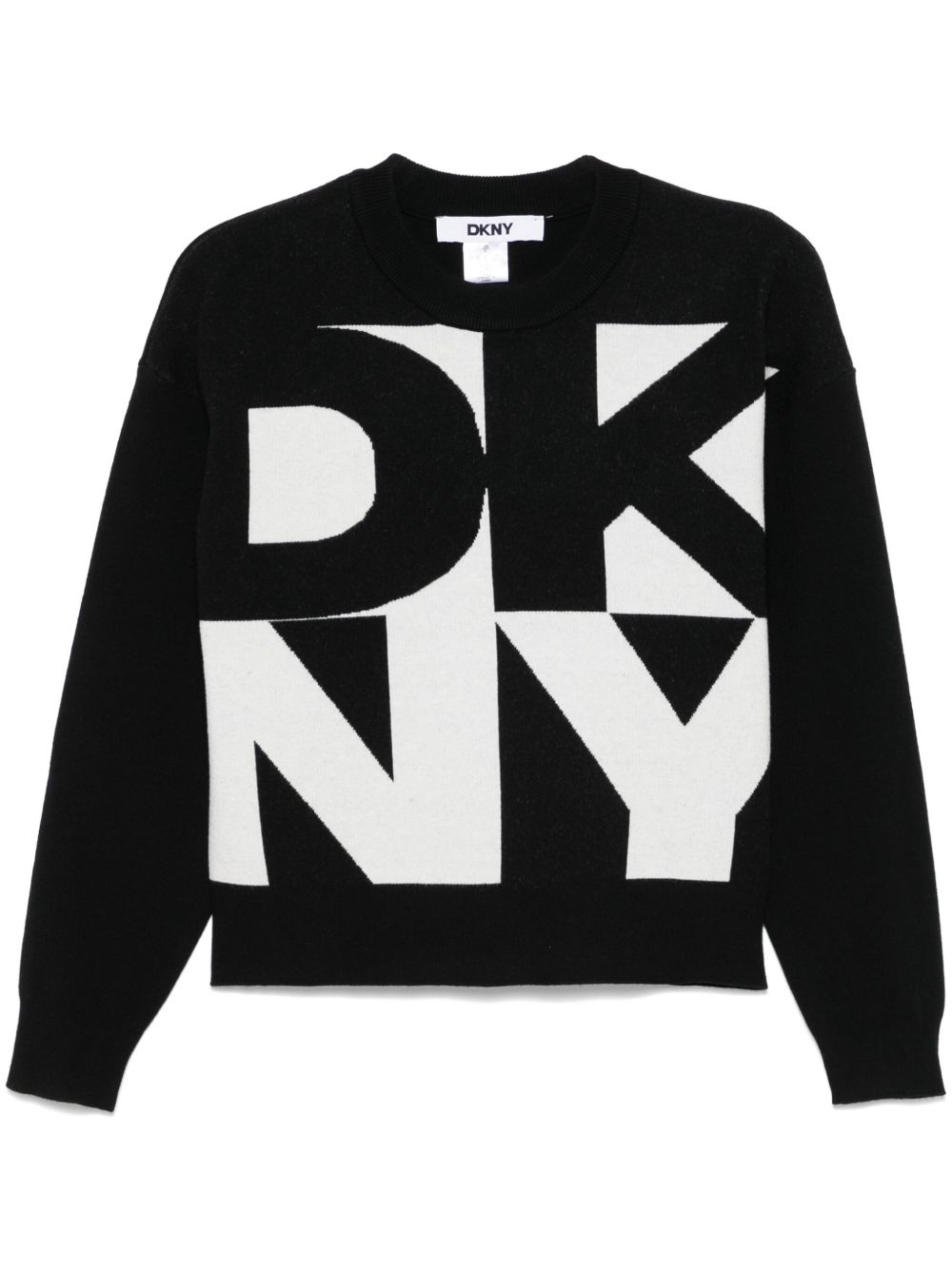 DKNY logo提花毛衣 - 黑色