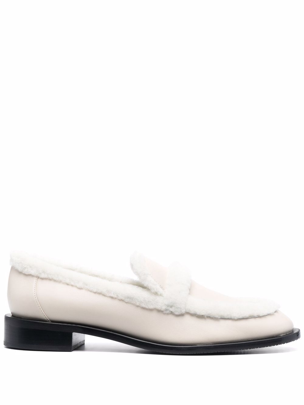 Stuart Weitzman 皮毛一体边饰乐福鞋 - 中性色