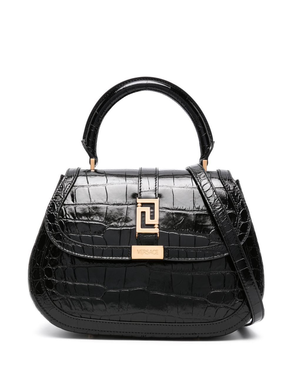 Versace Greca Goddess 皮质托特包 - 黑色