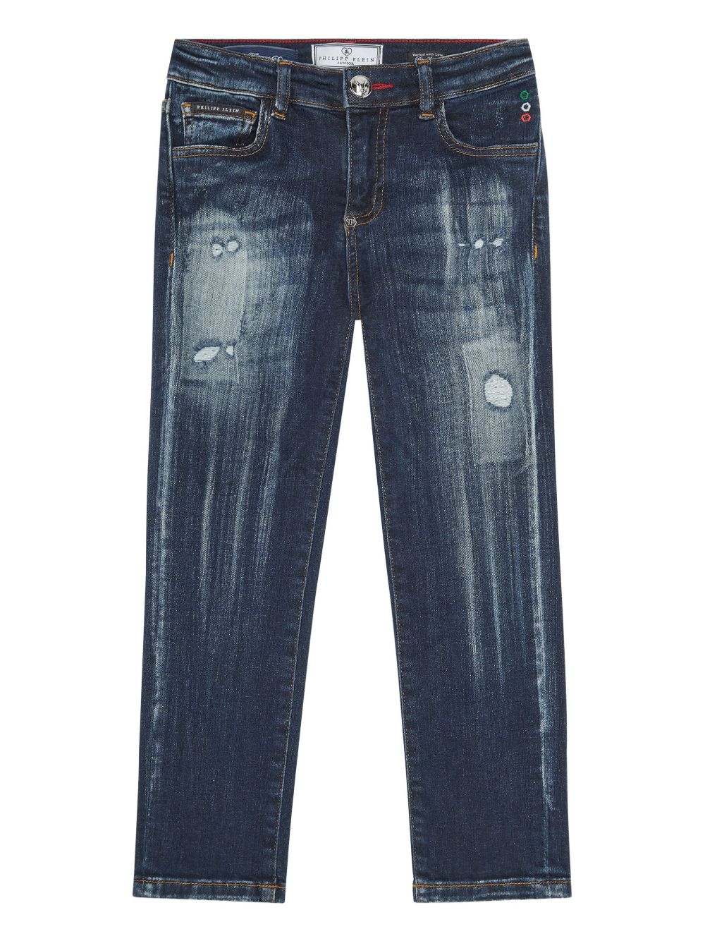 Philipp Plein Junior Skull & Bones 牛仔裤 - 蓝色