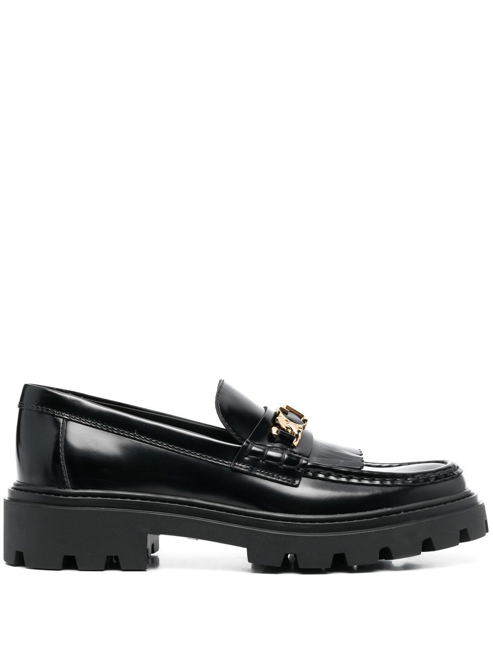 Tod's Fringed 皮质乐福鞋 - 黑色