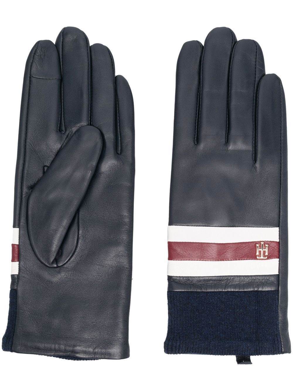 Tommy Hilfiger logo标牌皮质手套 - 蓝色