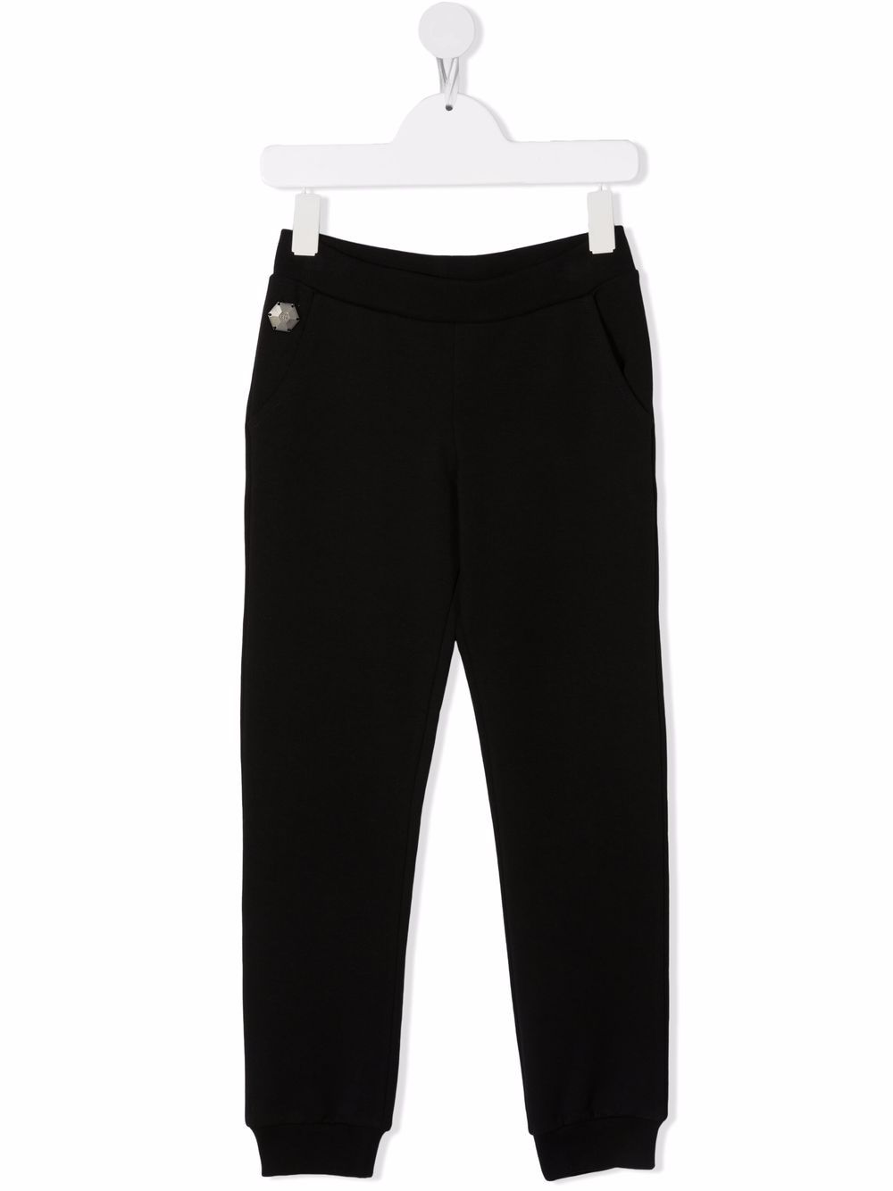 Philipp Plein Junior logo晶饰运动裤 - 黑色