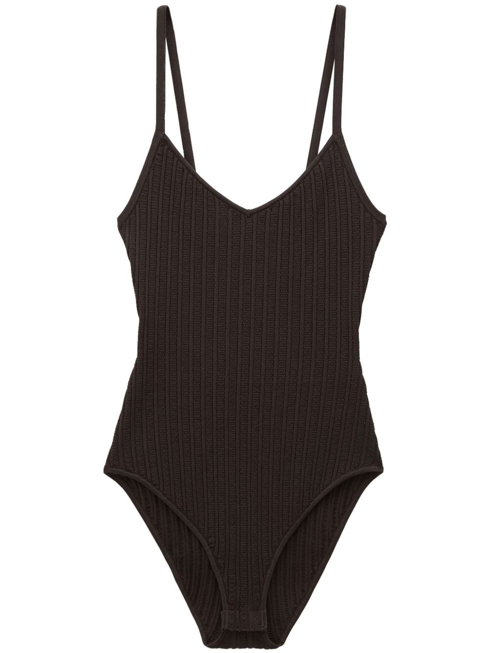 Filippa K V领罗纹针织连体紧身衣 - 褐色