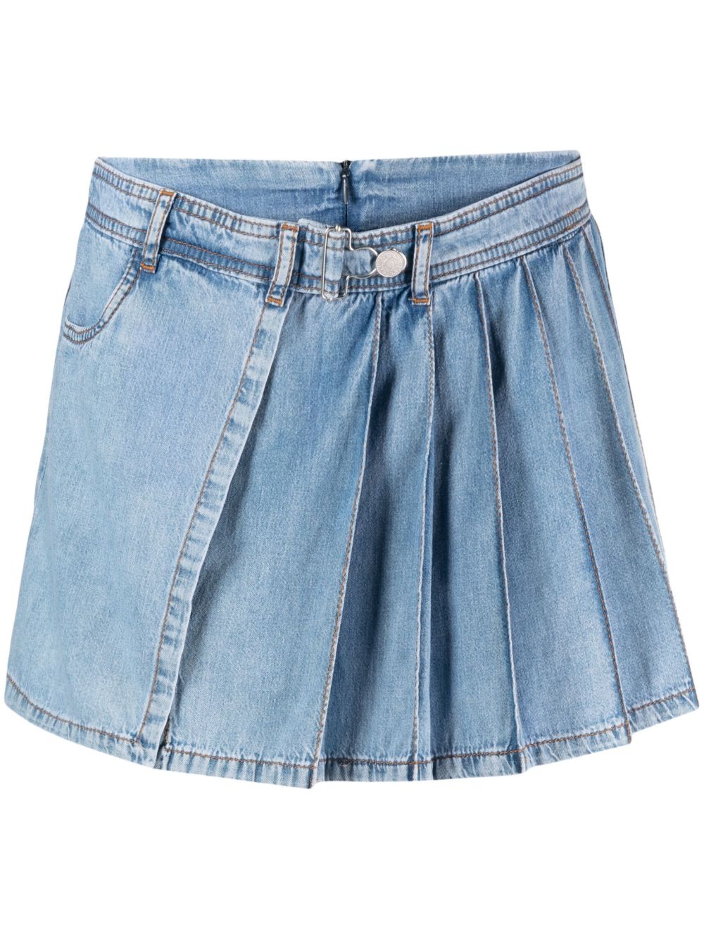 MOSCHINO JEANS 褶饰分层式牛仔短裤 - 蓝色